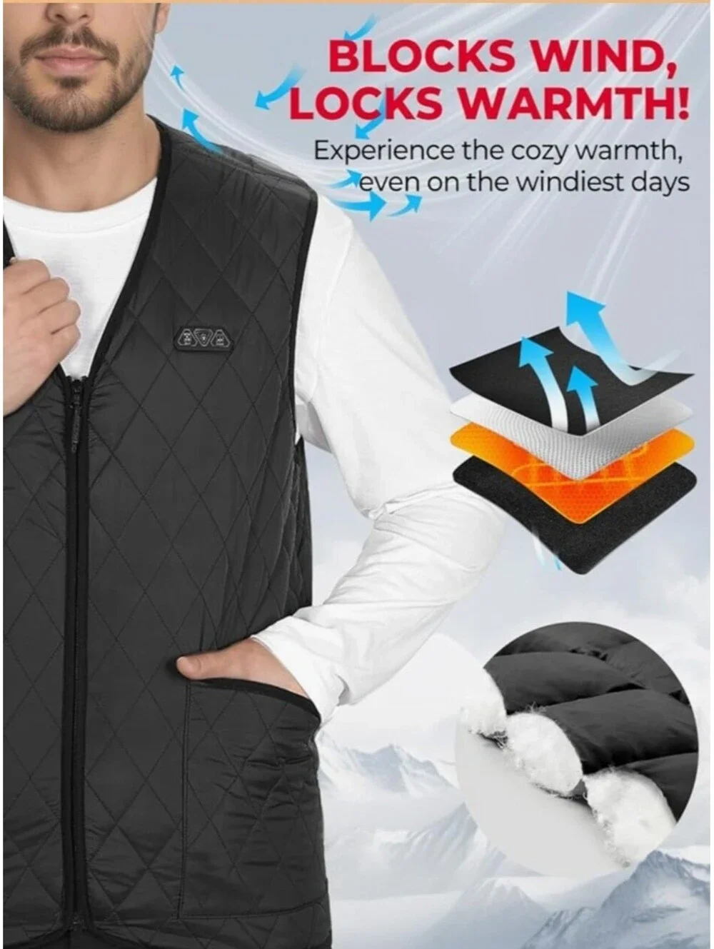 KEMI MOTO Men's Heated Vest Sz XL Black Lightweight Machine Washable Rechargeabl